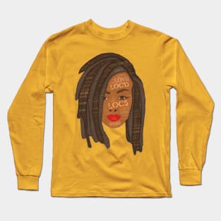 Brown Locs Drawing Words in Hair Long Sleeve T-Shirt